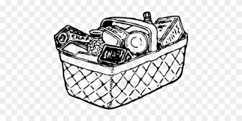 Grocery Store Supermarket Picnic Baskets Shopping Bags - Basket Of Food Drawing