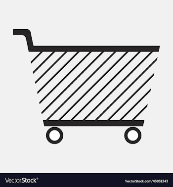 grocery trolley with basket for shopping in store