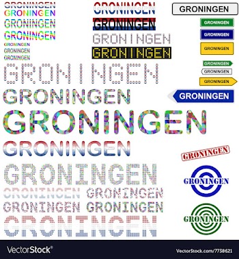 Groningen text design set vector image