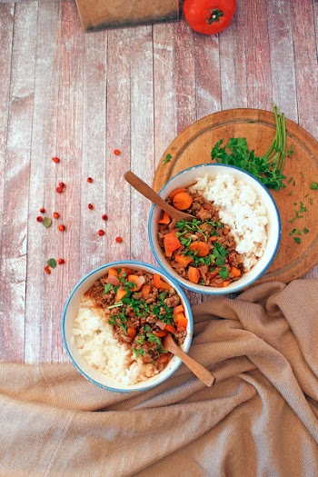 Ground beef rice bowl 