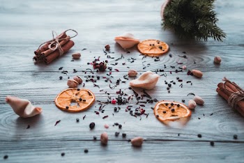 Grounded Spices on Wooden Surface