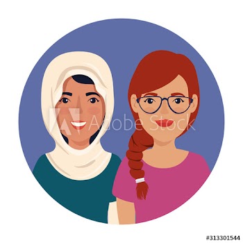 group of beautiful women in frame circular avatar character design