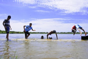 Group of Boys Diving in Water