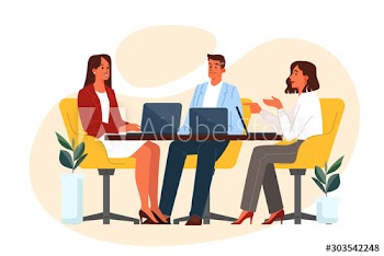 Group of business people at work, office meeting