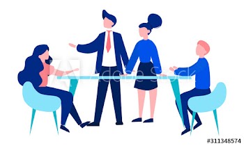 Group of business people at work, office meeting