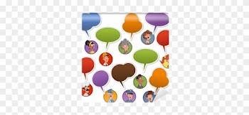 Group Of Cartoon Business People Faces With Speech - Drawing