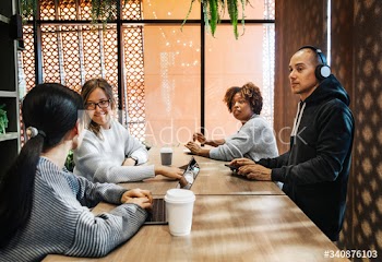 Group of diverse people having a business meeting