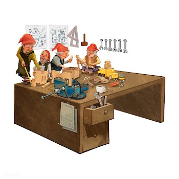 Group of elves working in a Santa's works.. | Free stock vector - 520255