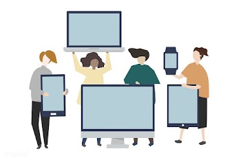 Group of friends with digital device illustra.. | Free stock vector - 450165