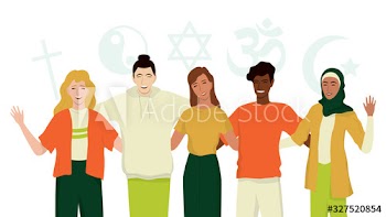 Group of happy friend of different religion