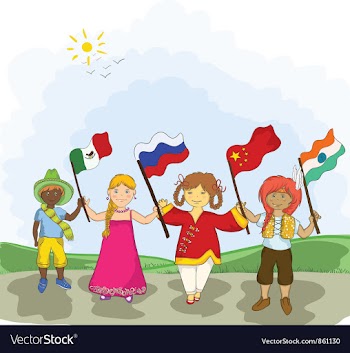 Group of kids holding hand vector image