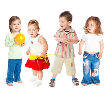 Group of little children. Isolated on white background