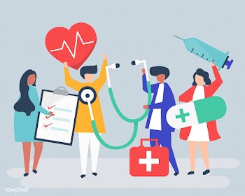 Group of medical staff carrying health relate.. | Free stock vector - 480546