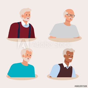 group of old men avatar character design