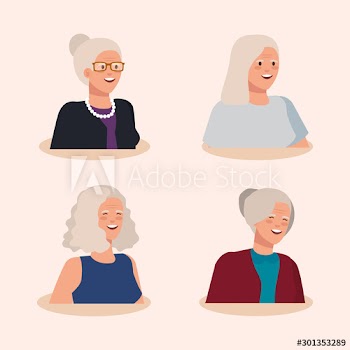 group of old women avatar character design
