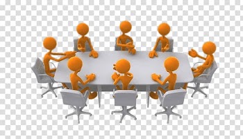 Group of people beside table, People In A Meeting transparent background PNG clipart