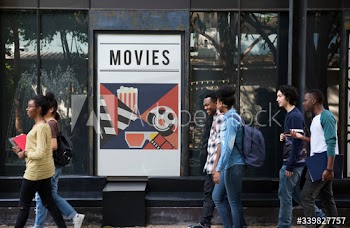 Group of people emjoy movies theatre media entertainment
