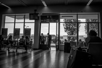 Group of People Indoors Grayscale Shot