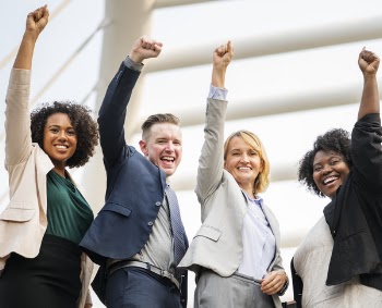 Group of People Raising Right Hand