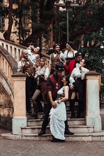Group of People Standing on Stairs