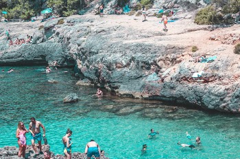 Group of People Swimming in Body of Water