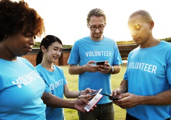Group of People Using Mobile Phone