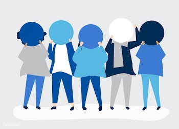 Group of people with blank circular paper | Free stock vector - 479624
