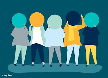 Group of people with blank circular paper | Free stock vector - 480694