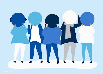 Group of people with blank circular paper | Free stock vector - 480756
