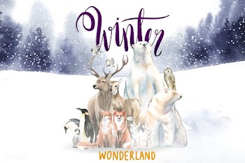 Group of wild animals in a winter wonderland .. | Free stock vector - 489465