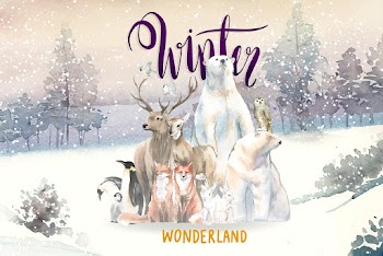 Group of wild animals in a winter wonderland .. | Free stock vector - 489485