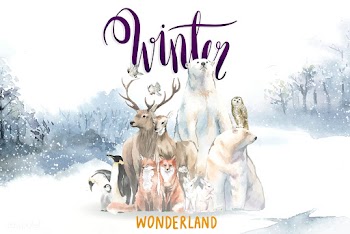 Group of wild animals in a winter wonderland .. | Free stock vector - 489570