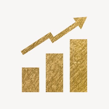 Growing bar charts gold icon, | Free Icons - rawpixel