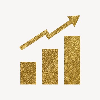 Growing bar charts gold icon, | Free Icons - rawpixel