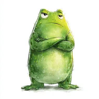 Grumpy Frog Character in Disney Pixar Style Grumpy Frog Character in Disney Pixar Style