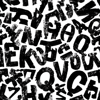 Grunge Alphabet Pattern on White Background