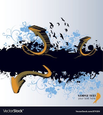 Grunge background with 3d arrows vector image