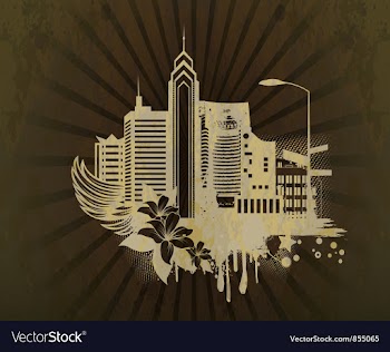 Grunge background with city vector image
