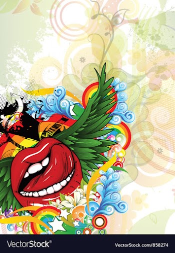 Grunge background with mouth vector image