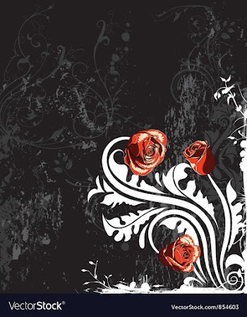 Grunge background with roses vector image