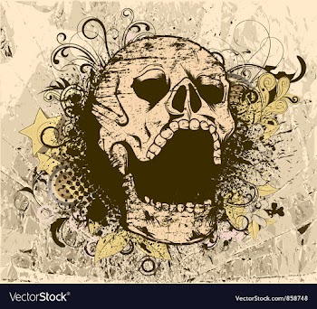 Grunge background with skull vector image