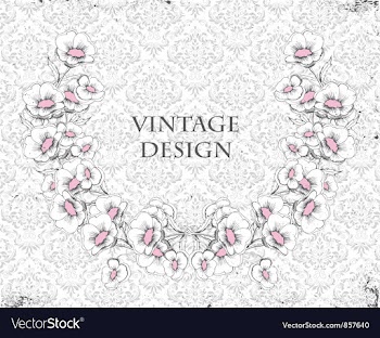 Grunge damask background with floral frame vector image