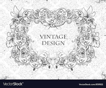 Grunge damask background with floral frame vector image