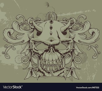 Grunge floral and skull vector image