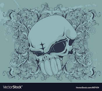 Grunge floral and skull vector image