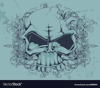 Grunge floral and skull vector image