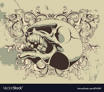 Grunge floral and skull vector image