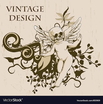 Grunge floral background with angel vector image