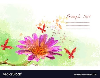 Grunge floral background with butterflies vector image
