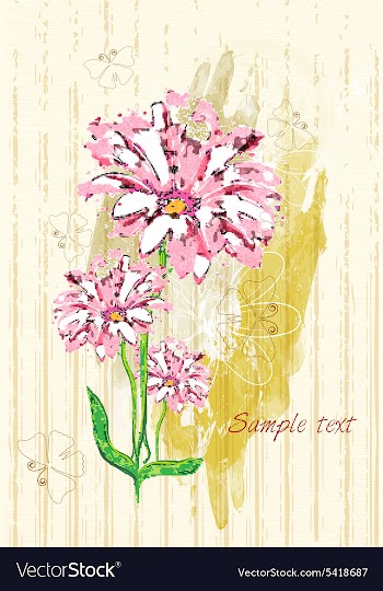Grunge floral background with butterflies vector image